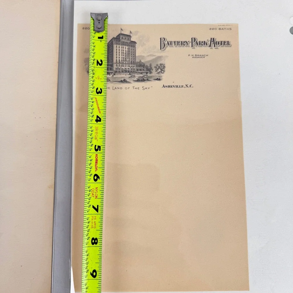 Antique Southern Hotel Letterhead Barringer Imperial Battery Park Francis c1919